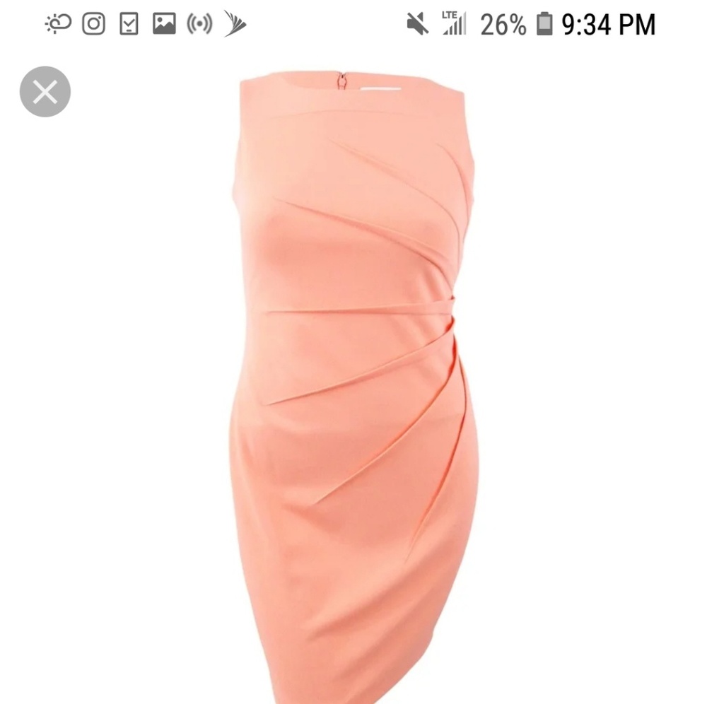 Calvin Klein Sunburst Coral Sleeveless Dress - Picture 4 of 7